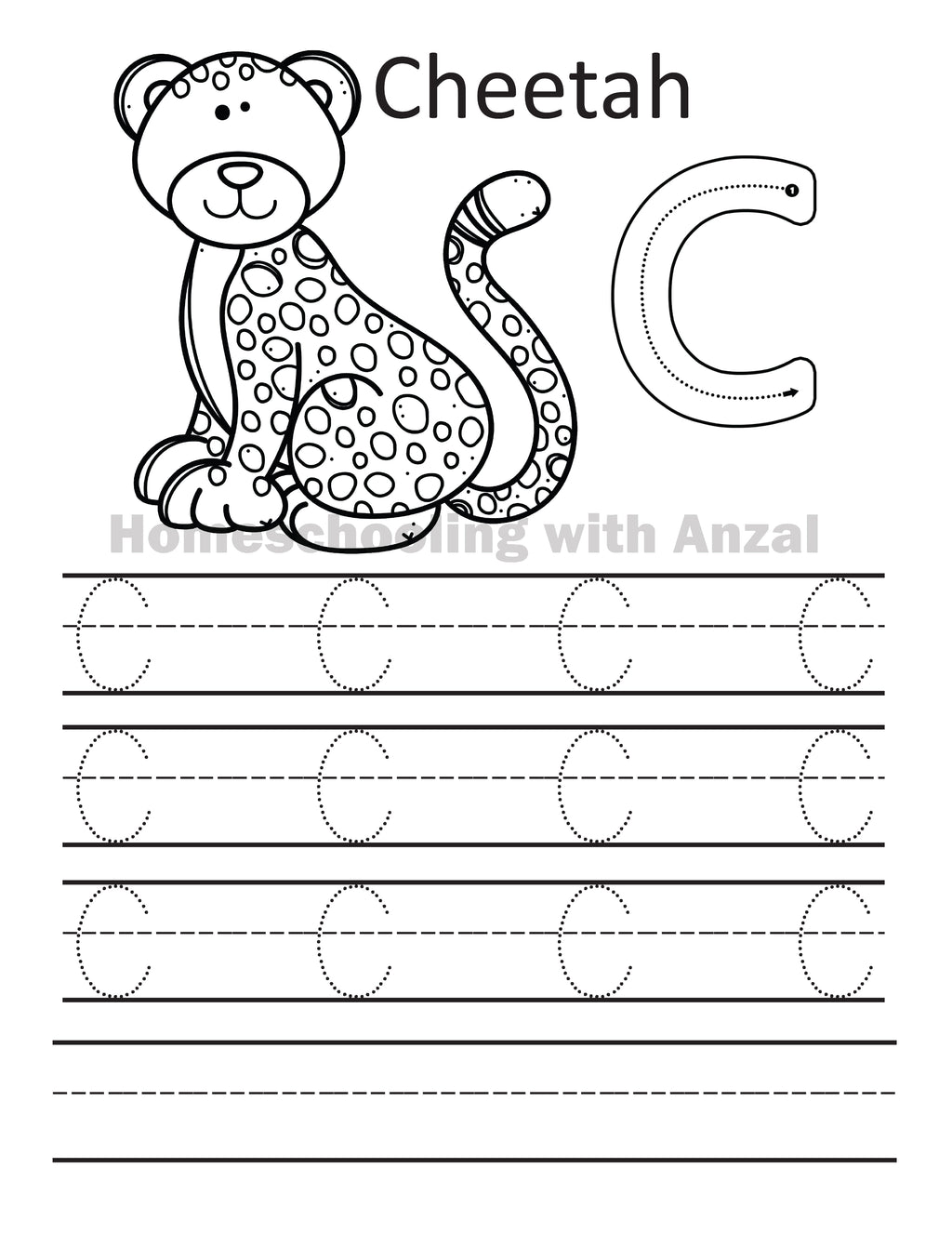 A to Z Alphabets (Capital letters) JUNGLE Tracing book