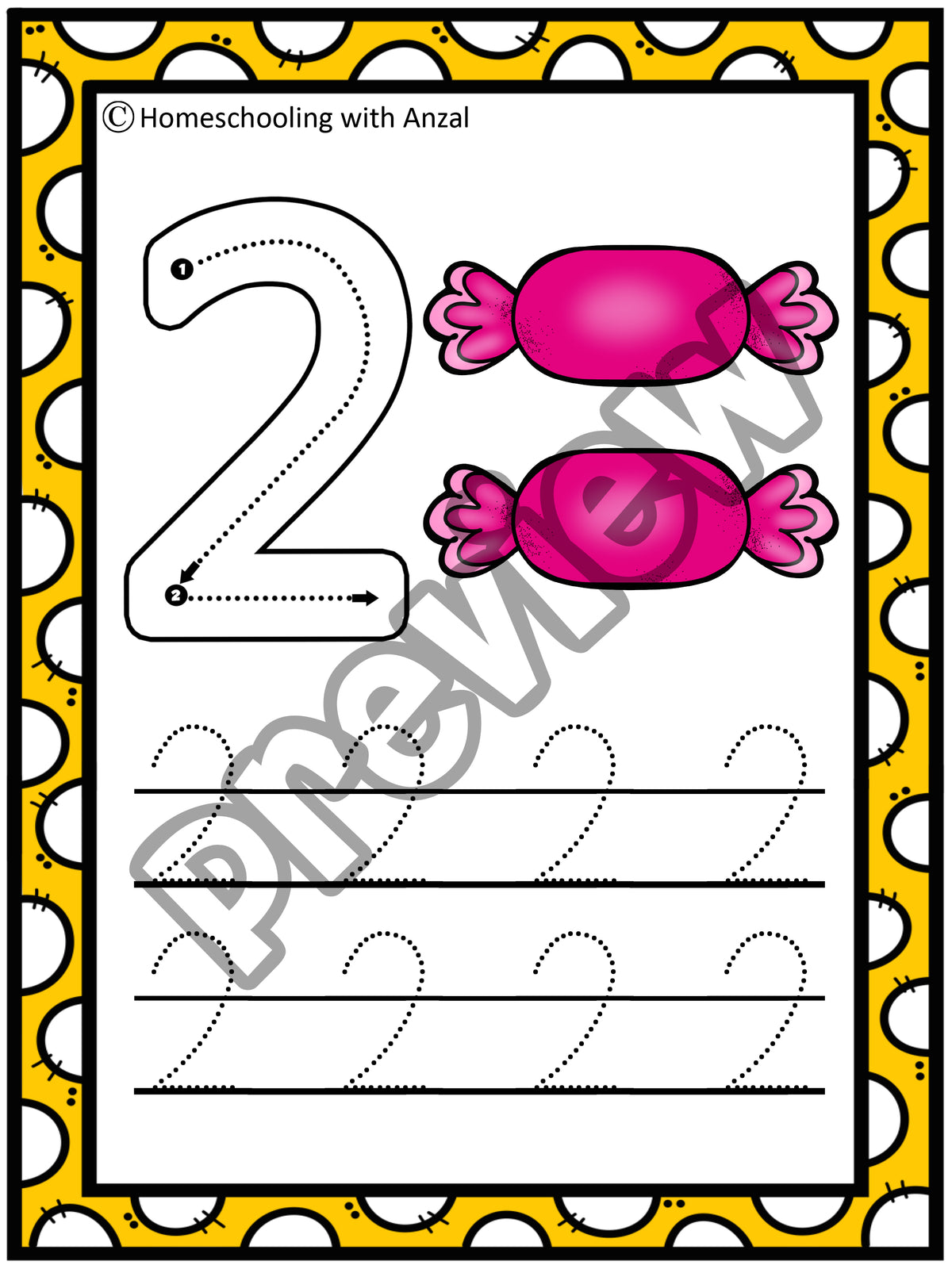 Candy Numbers 0-10 Tracing Cards