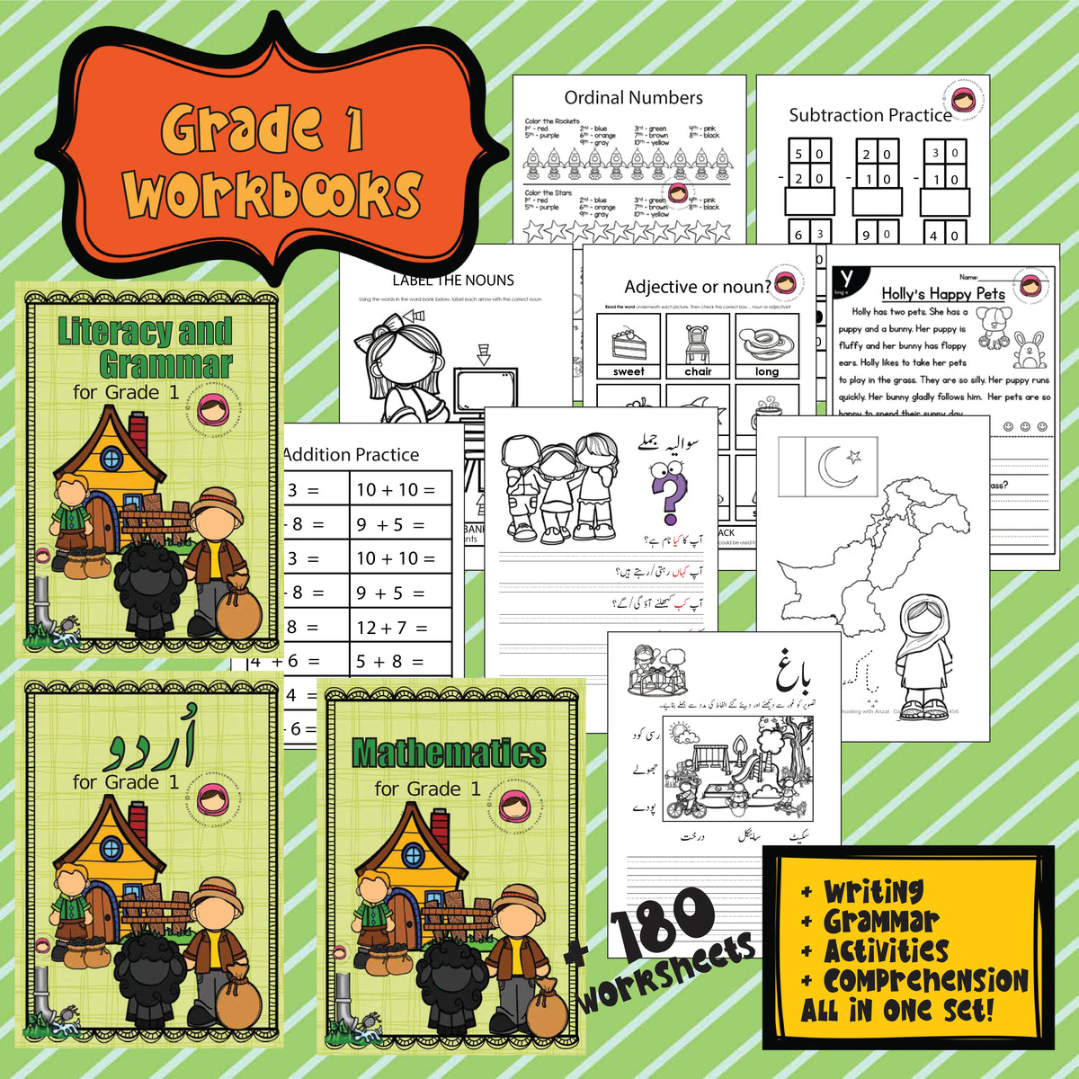 Grade One Pack (English+Urdu+Maths)