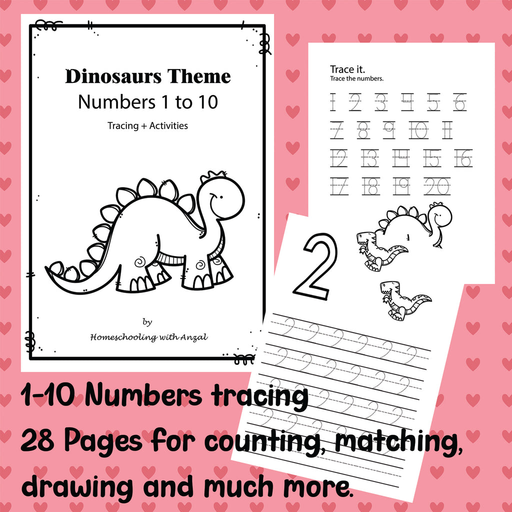 Dino Theme Maths 1-10 Workbook
