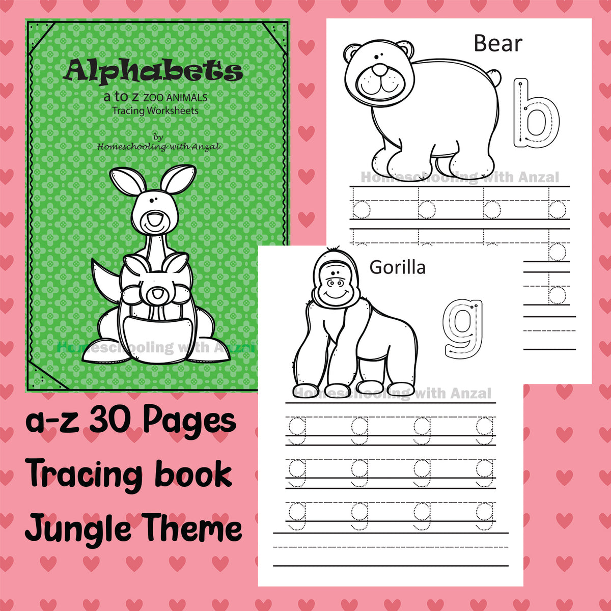Alphabets a - z  Jungle Tracing Book